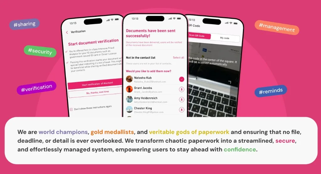Fyio app: verification, sharing, QR code flows on mobile