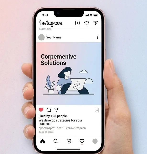 Social media graphic design - Instagram post mockup on smartphone
