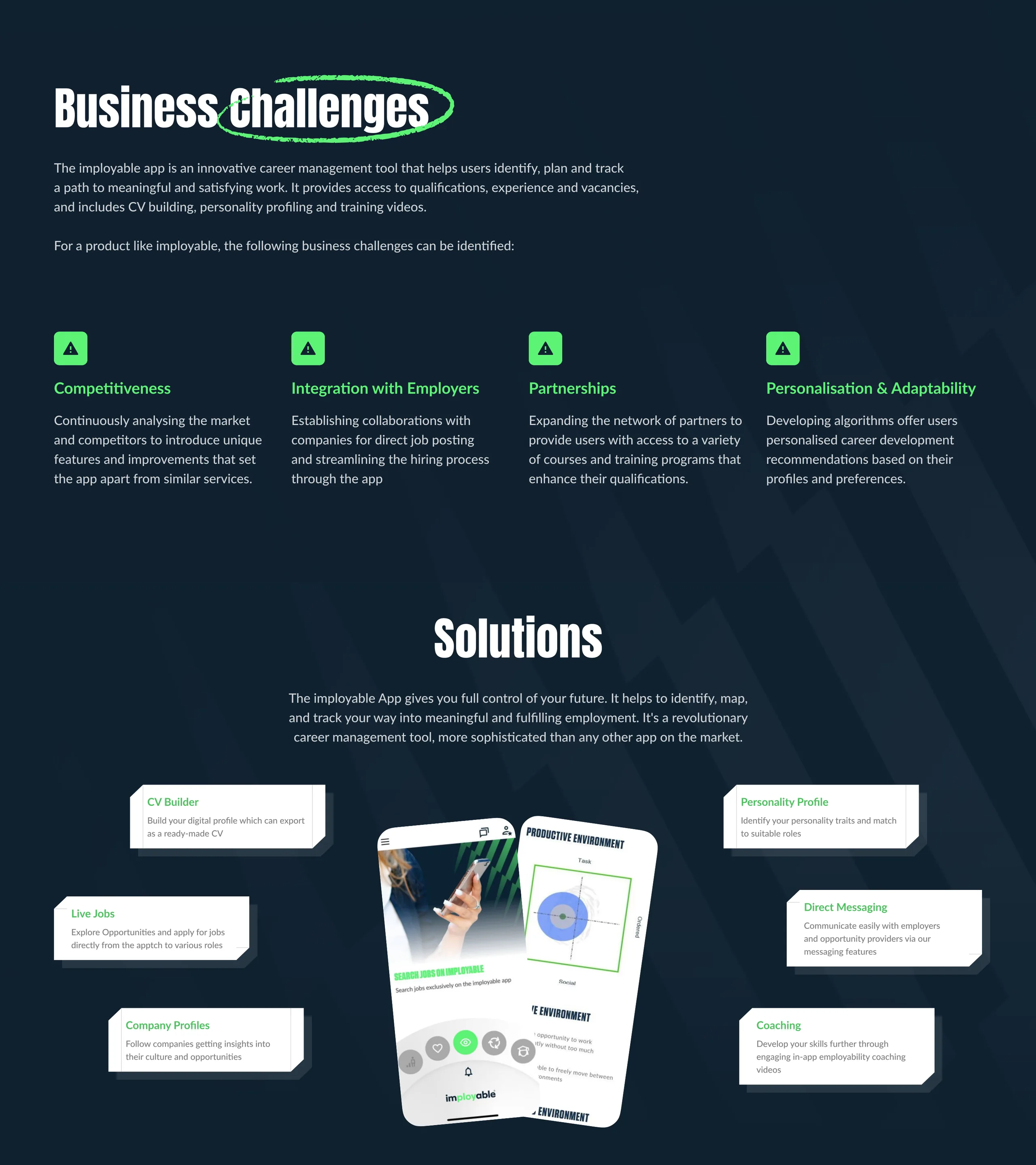 Imployable case study - UX and product surfaces