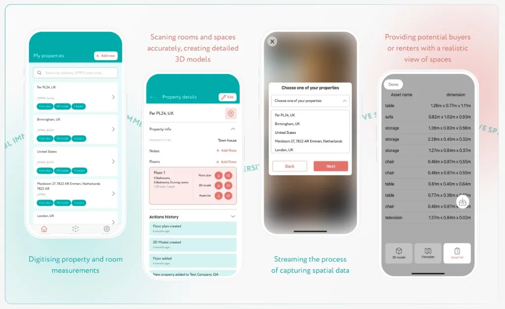 Mobile app: property scanning, 3D models, and asset lists